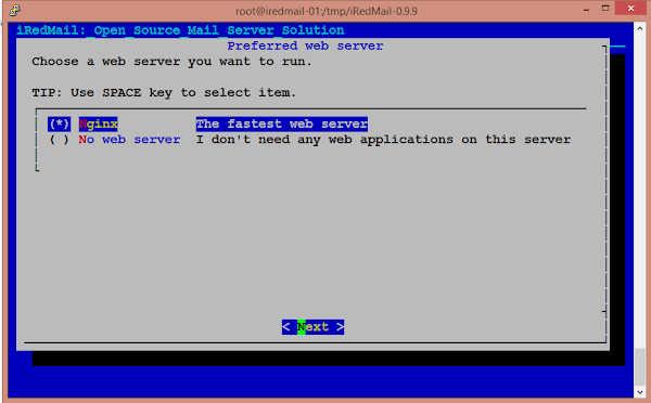 iRedMail Setup - Preferred Web Server