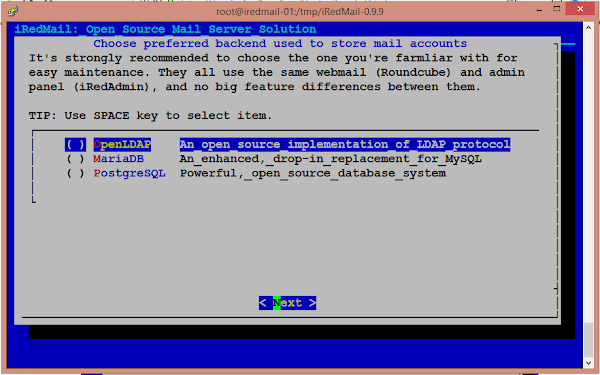 iRedMail Setup - Database Backend