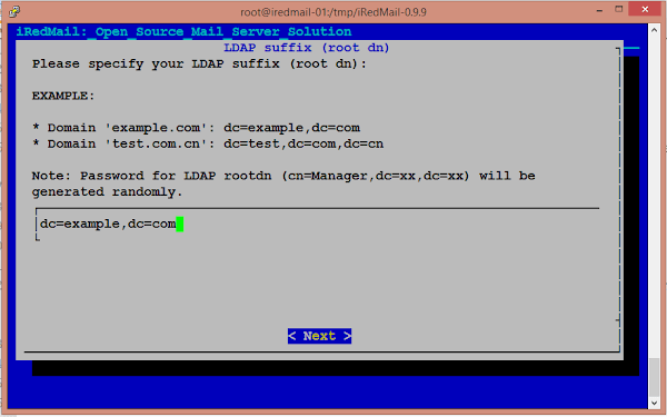 iRedMail Setup - LDAP Suffix
