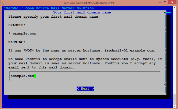 iRedMail Setup - Domain Name