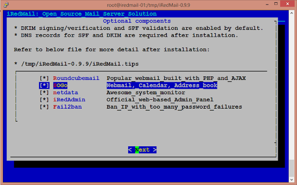 iRedMail Setup - Optional Components