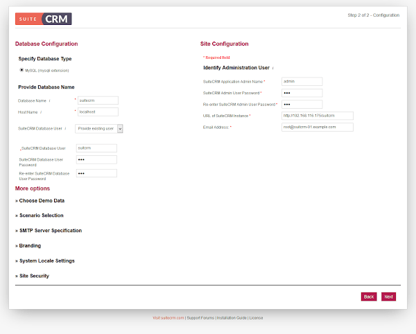 SuiteCRM Server Configuration