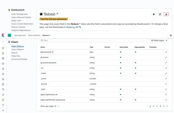 07-elastic-stack-centos-7-kibana-created-index-pattern Kibana - Create Index - Filebeat