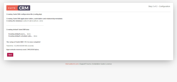 SuiteCRM Setup Completed