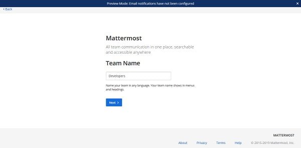 Mattermost Team Name