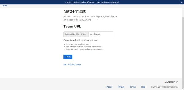 Mattermost Team URL