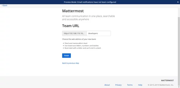 04-mattermost-5-centos-7-team-url Mattermost Team URL