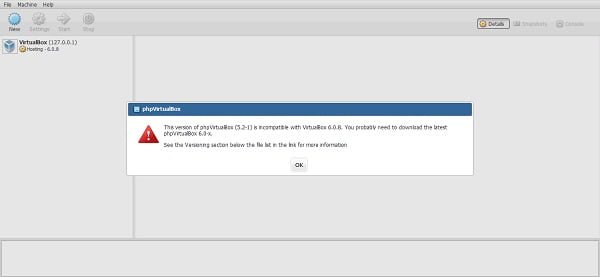 phpVirtualBox Compatibility Warning