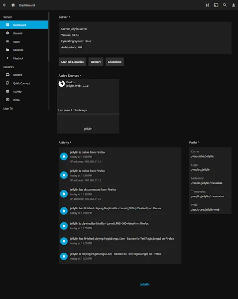 16-install-jellyfin-media-server-centos-8-dashboard Jellyfin Media Server Details