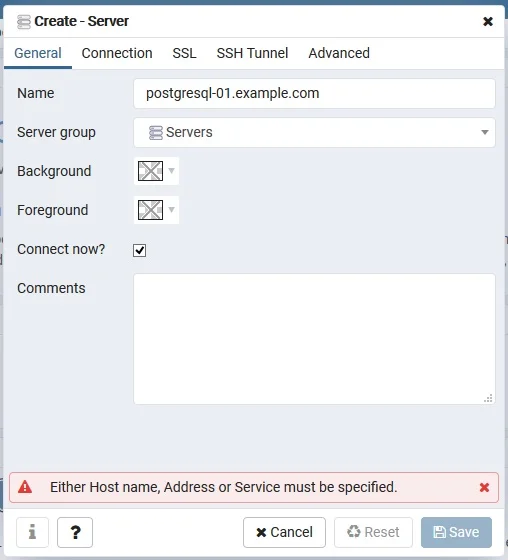 pgAdmin4 - Create Server 1