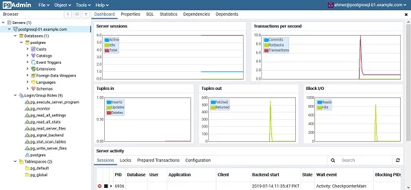 pgAdmin4 Dashboard 2