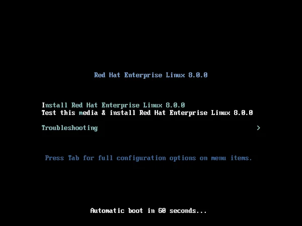 01-red-hat-enterprise-linux-8-install-menu RHEL 8 Minimal Install - Boot Menu