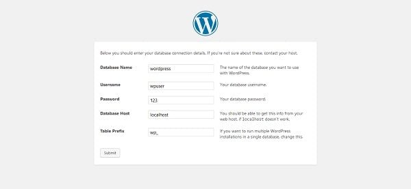 Install WordPress - Database Connection