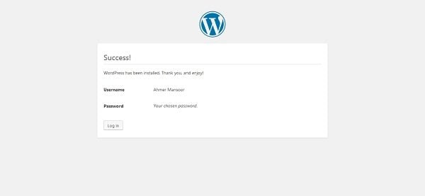 Wordpress Installation - Success