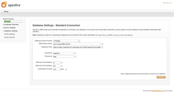 04-openfire-xmpp-standard-database-connection Openfire Server Database Connection