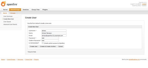 Openfire Server - Create User