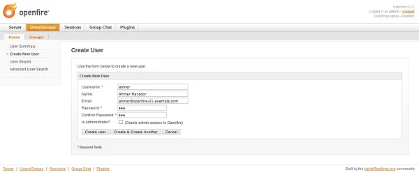 10-openfire-xmpp-create-new-user Openfire Server - Create User
