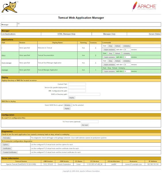 Apache TomEE Application Manager Tomcat Web Application Manager