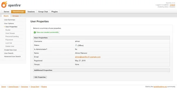 11-openfire-xmpp-user-properties Openfire Server - User Properties