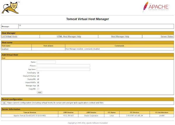 Apache TomEE Virtual Host Manager Tomcat Virtual Host Manager