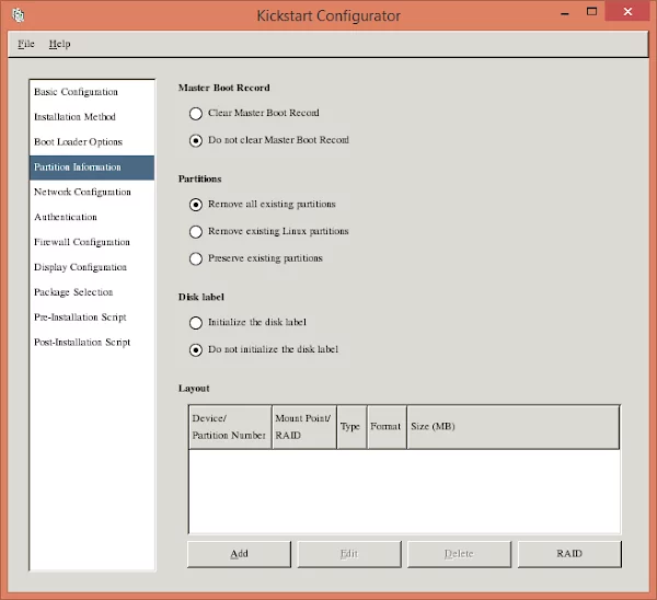 kickstart-configurator-03 Kickstart Configurator - Partition Information