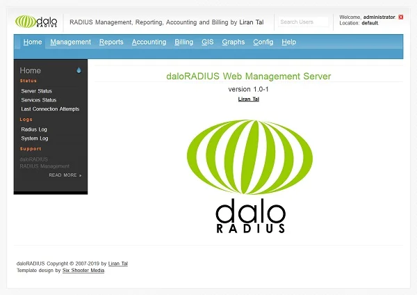 daloradius-homepage-01 daloRADIUS Web Management Server