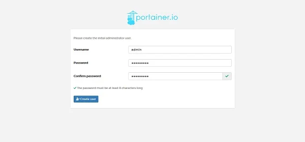 portainer-web-ui-create-initial-administrator Portainer Login