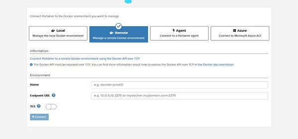 portainer-web-ui-connection-remote Portainer - Create User
