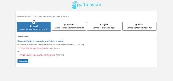 Portainer - Connect with Docker