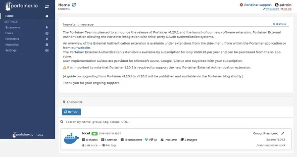 portainer-web-ui-endpoints-home Portainer - Local Endpoint