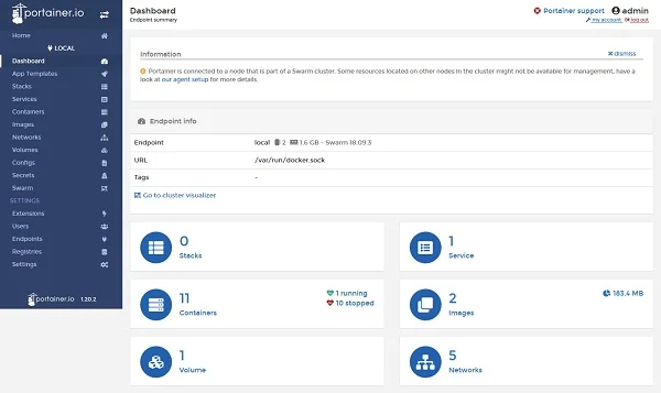 portainer-web-ui-endpoint-summary Portainer Dashboard