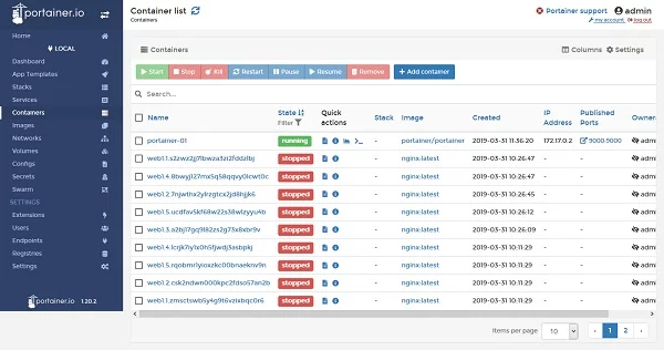 portainer-web-ui-containers-list Portainer - Container List