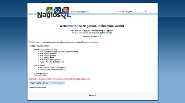 NagiosQL Installation Wizard