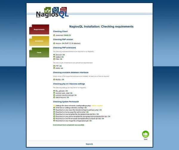 NagiosSQL Installation - Checking Requirements