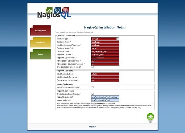 NagiosSQL Installation - Setup