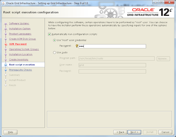 Oracle 12c - root Script Execution Configuration