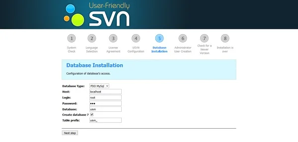 USVN Database Installation