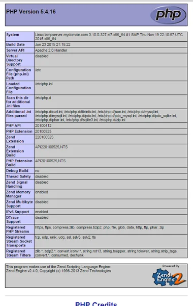 PHPInfo PHPinfo Page