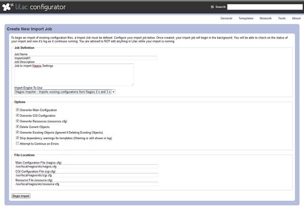 Lilac Configurator Create New Import Job