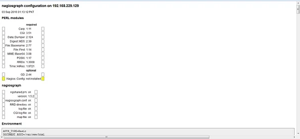 Display Nagios Server Configurations