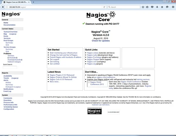 Nagios Core Server Dashboard Nagios Server