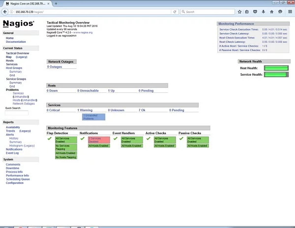 Nagios Core Server Tactical Monitoring Overview Nagios - Tactical Monitoring Overview