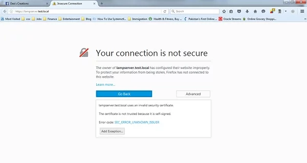 Website Security Warning SSL Certificate Warning