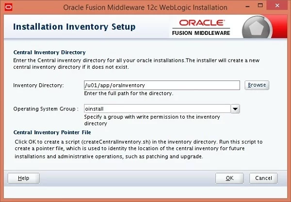 Oracle Installation Inventory Setup