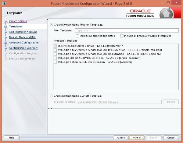 Configure Weblogic Server Templates