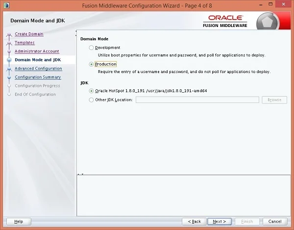 Configure Weblogic Server Domain Mode