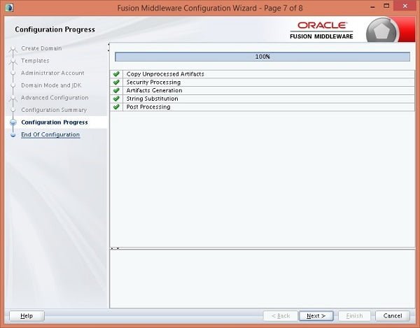Weblogic Configuration Progress