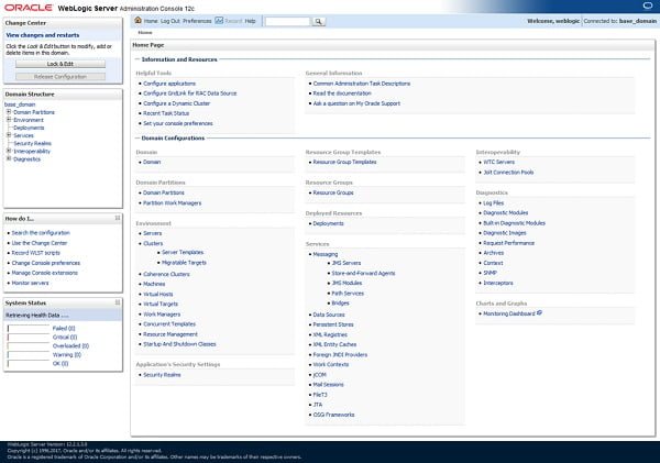 Weblogic Server 12c Admin Console