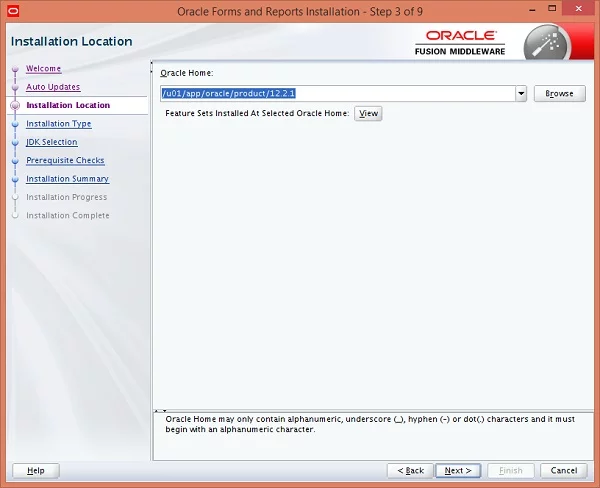 Oracle Forms and Reports 12c - Installation Location