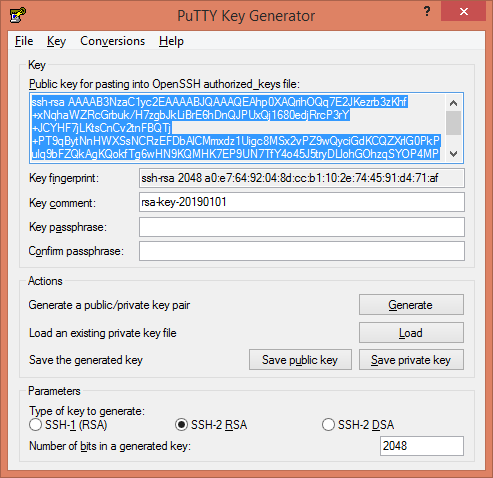 PuTTY Copy Public Key